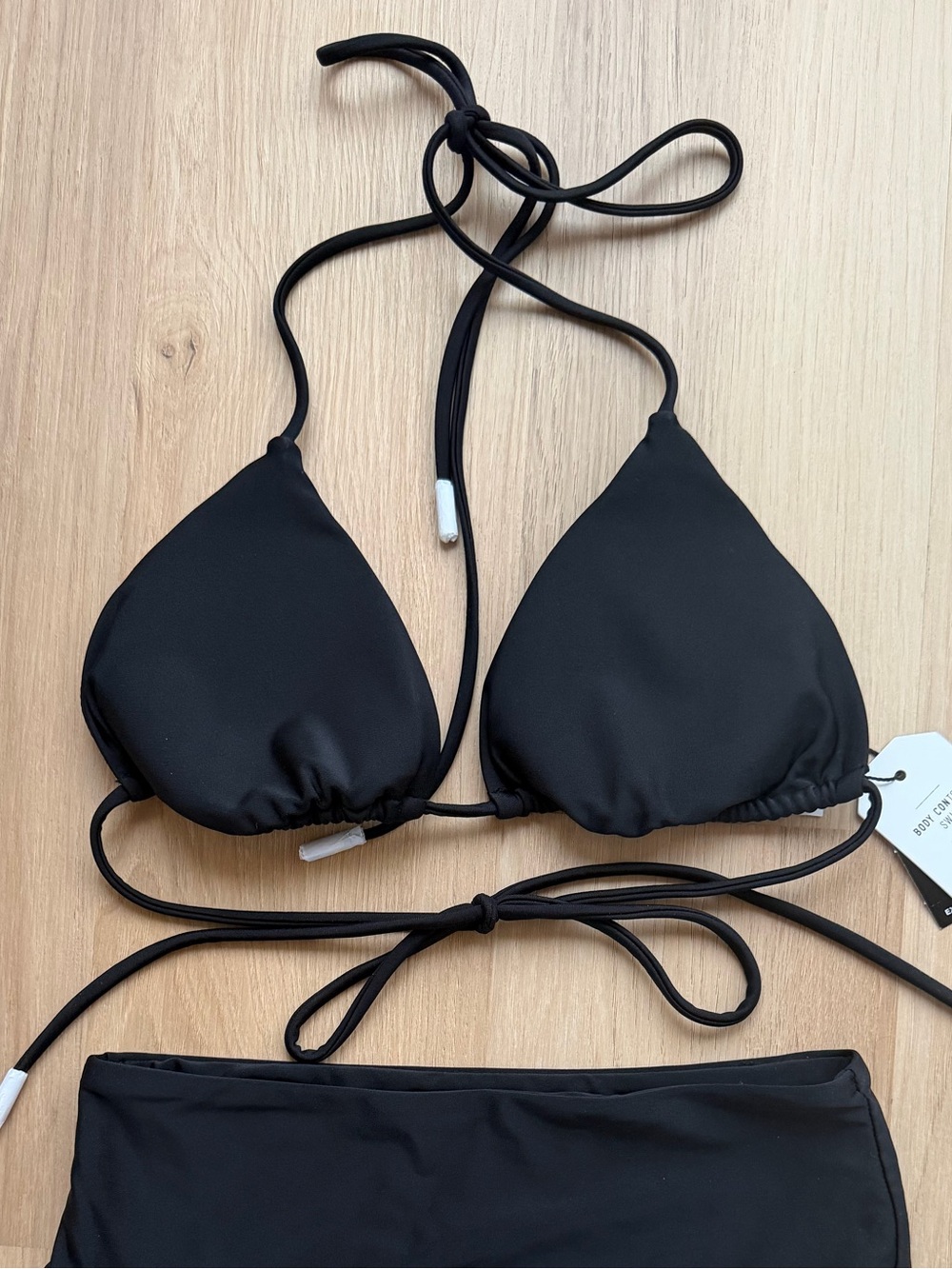Express Body Contour Swim Black Triangle Bikini Top Medium NWT
